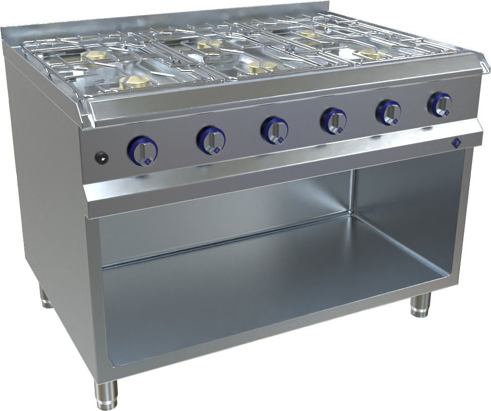MKN 6-pits gas kooktafel 36,4kW, 6 branders hoog vermogen