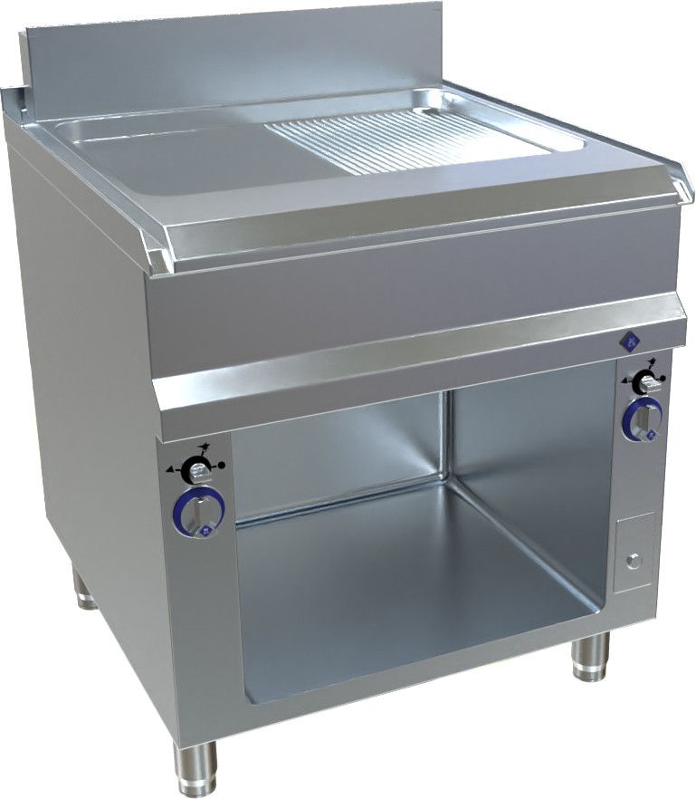 Griglia/piastra a gas MKN, acciaio semi-nervato, 2 zone, 16,2 kW