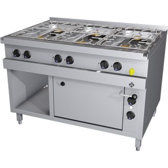 MKN 6-vlams gas fornuis met elektrische oven, 850-serie